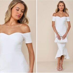 LULU's Bridal Shower Chic Modern Sexy Minimalist Mermaid Trumpet Midi Dress